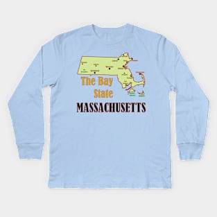 Massachusetts Map Kids Long Sleeve T-Shirt